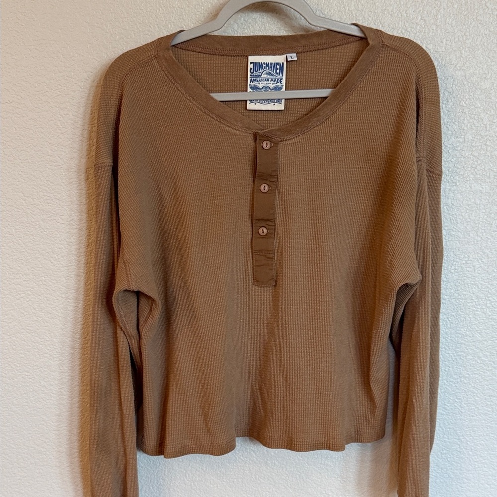 Jungmaven Tan Long Sleeve Henley Top